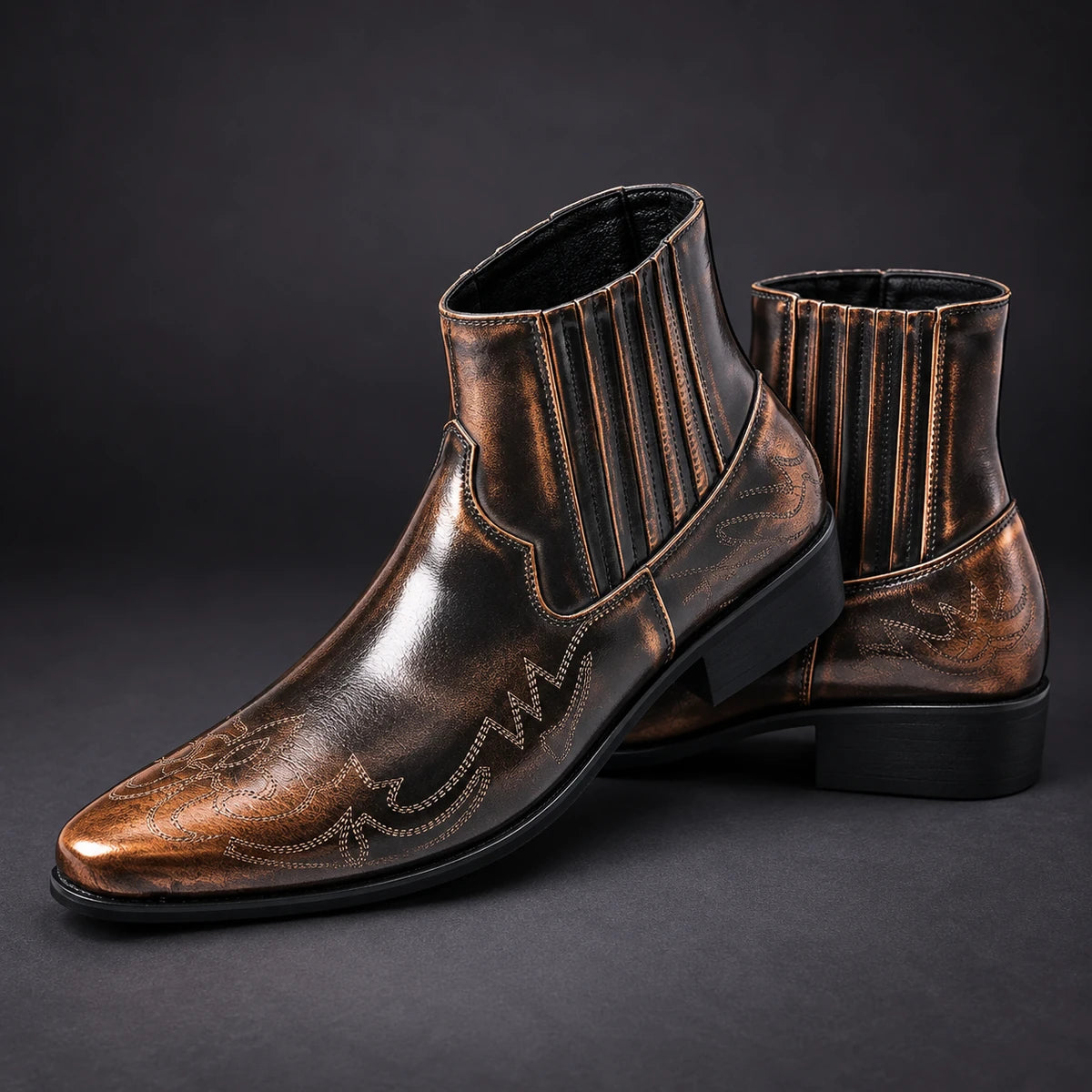 Leather Boots | Per Brown stacked pair