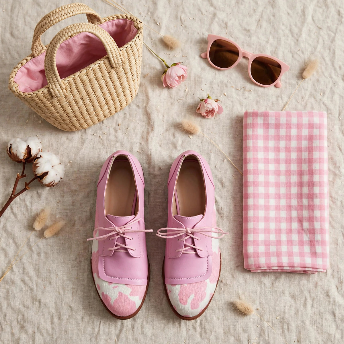 Piper Cow Print Oxfords
