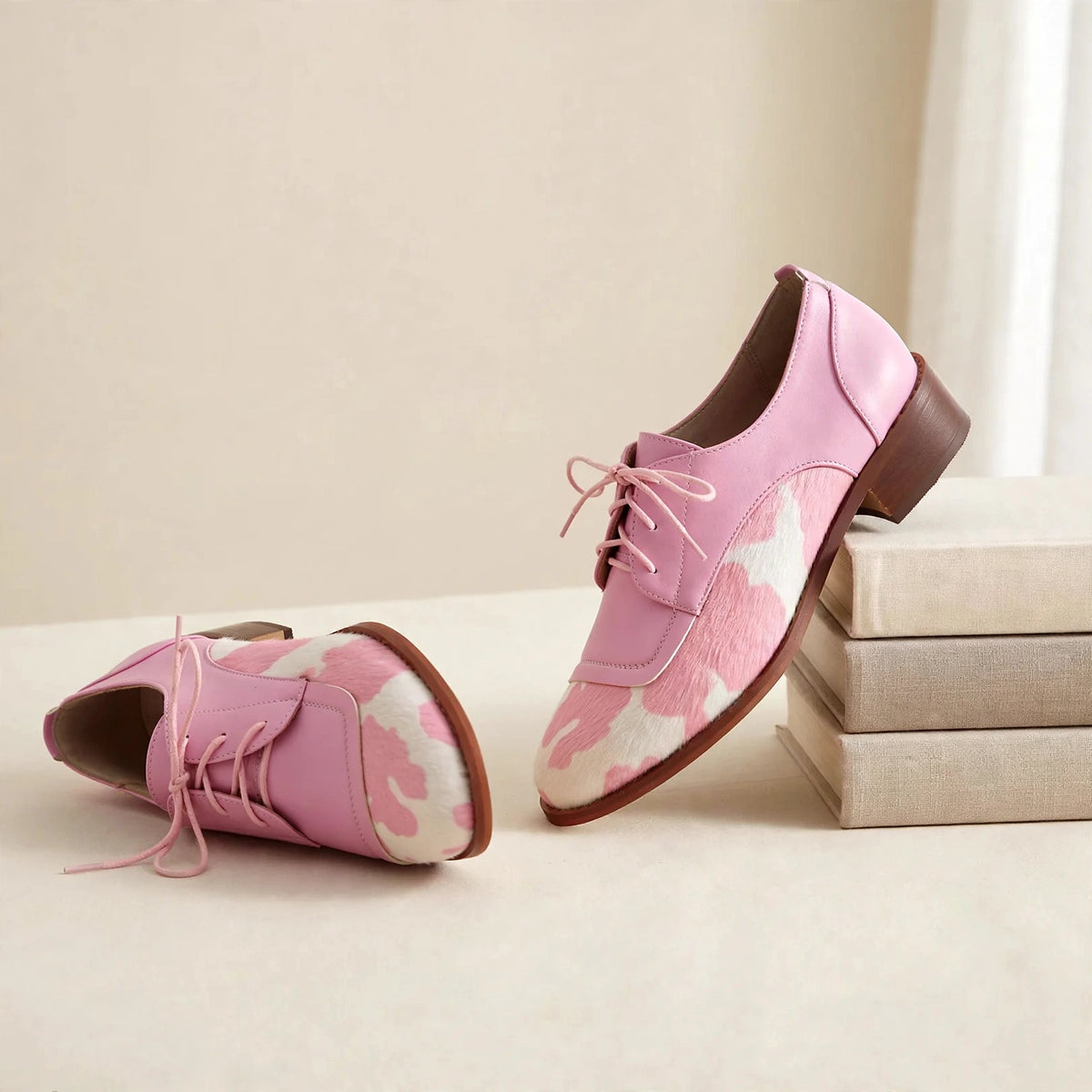 Piper Cow Print Oxfords