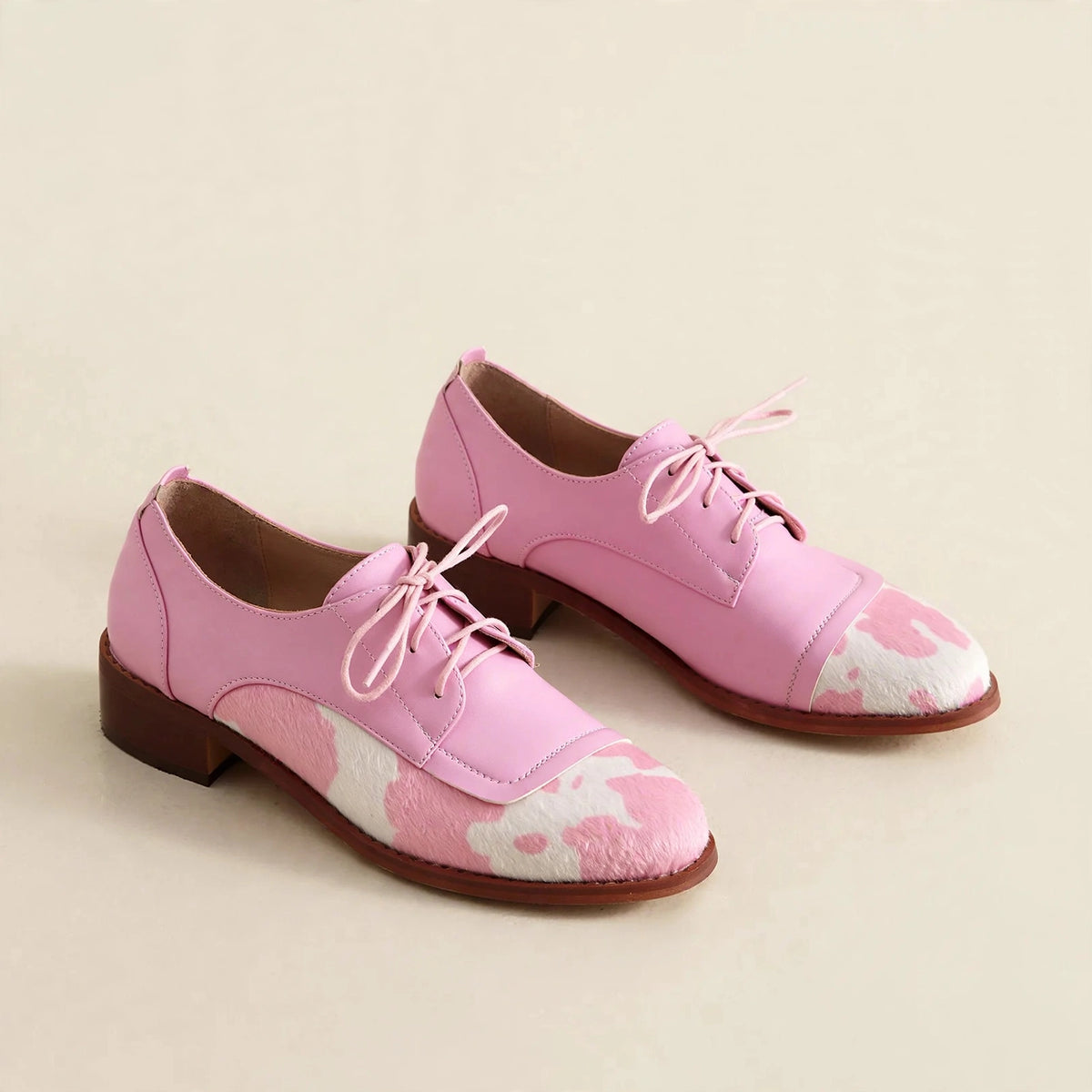 Piper Cow Print Oxfords