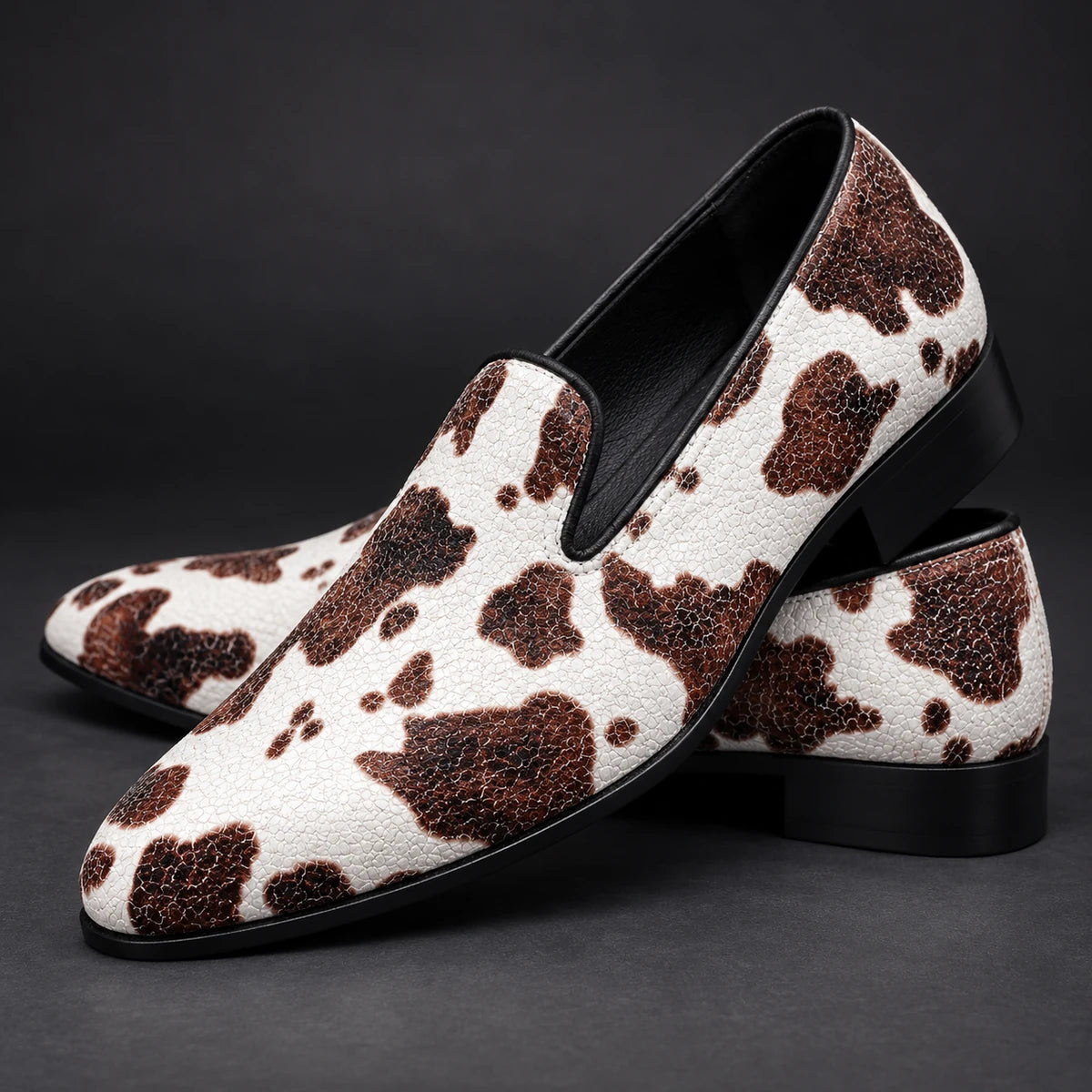 Printed Loafers | Valentin Brown stacked pair