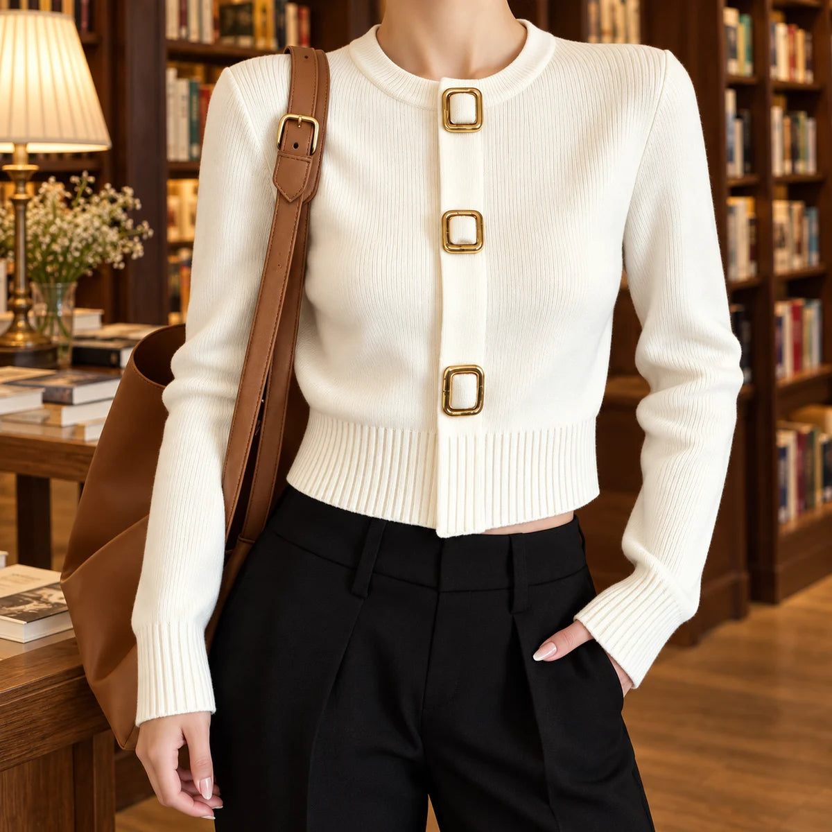 Knit Cardigan | Adelaide Beige lifestyle