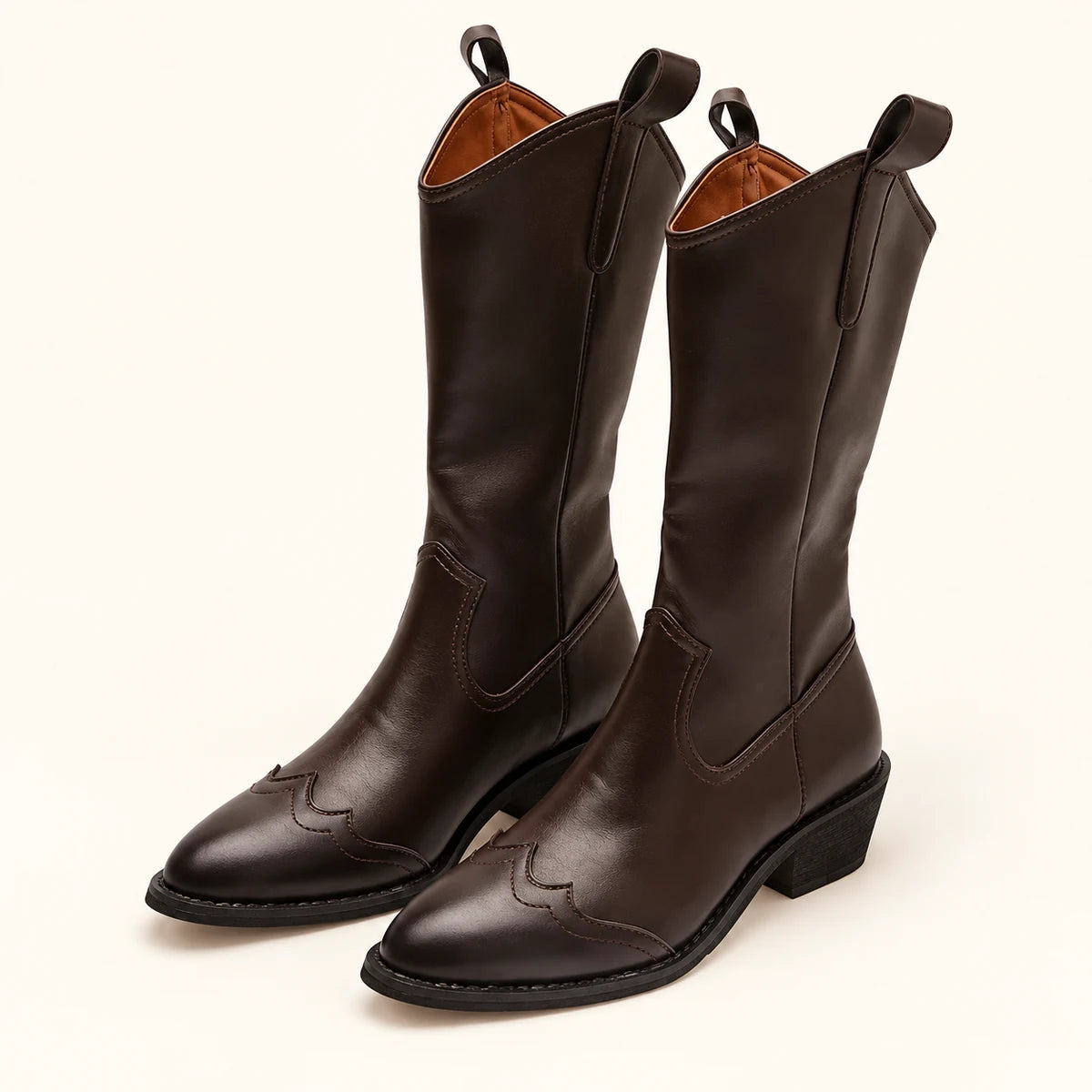 Faux Leather Boots | Rosalie Brown front