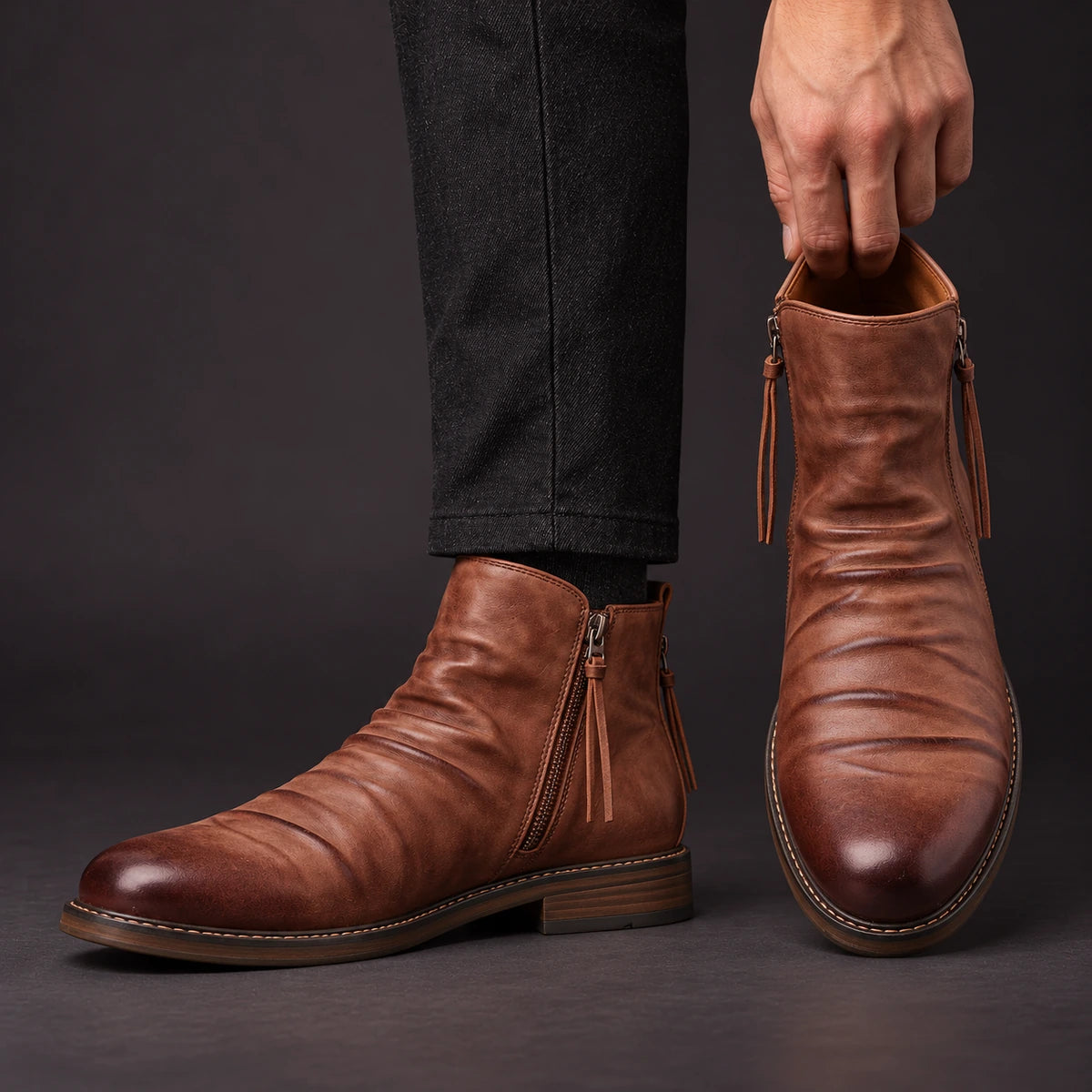 Leather Boots | Cato Brown model handheld