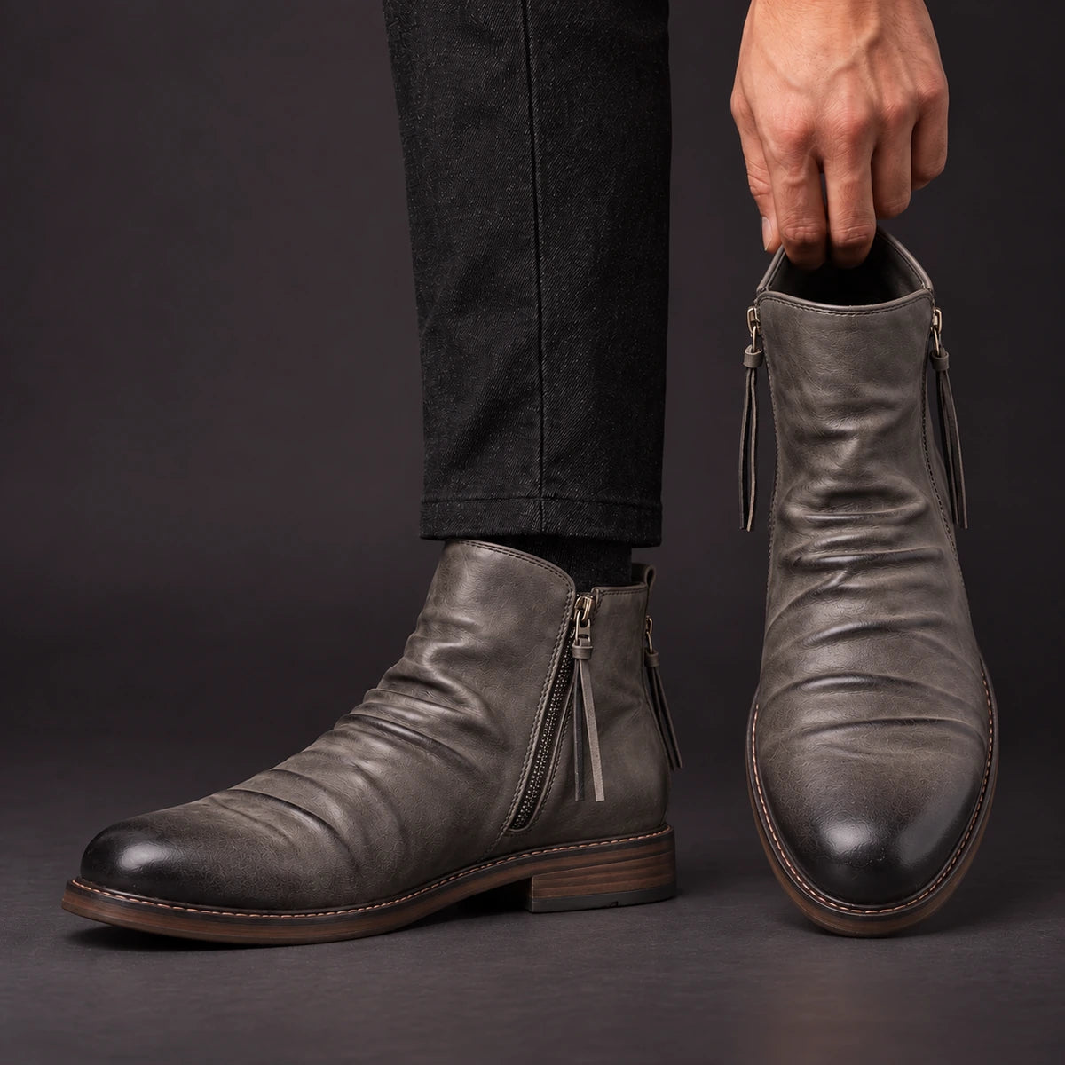 Leather Boots | Cato Gray model handheld