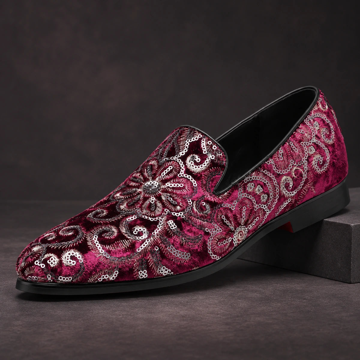 Leather Loafers | Walden Red diagonal pedestal