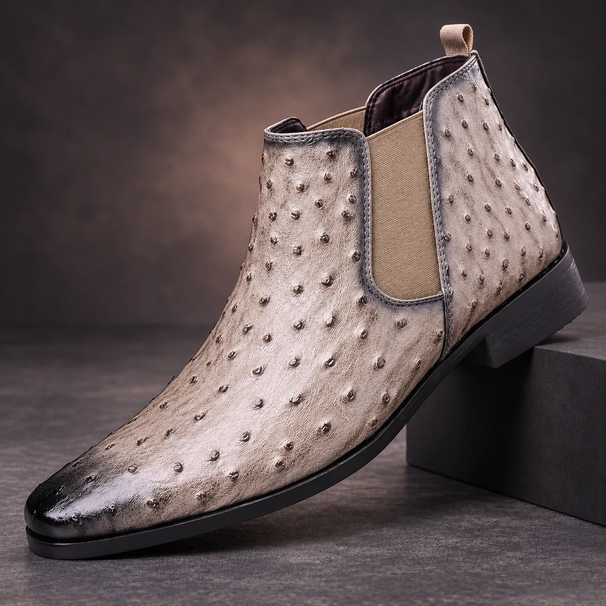 Leather Boots | Sigurd Beige diagonal pedestal