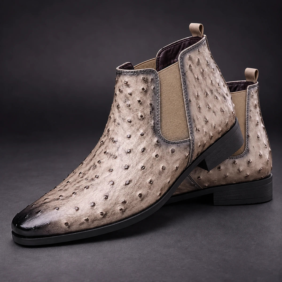 Leather Boots | Sigurd Beige stacked pair
