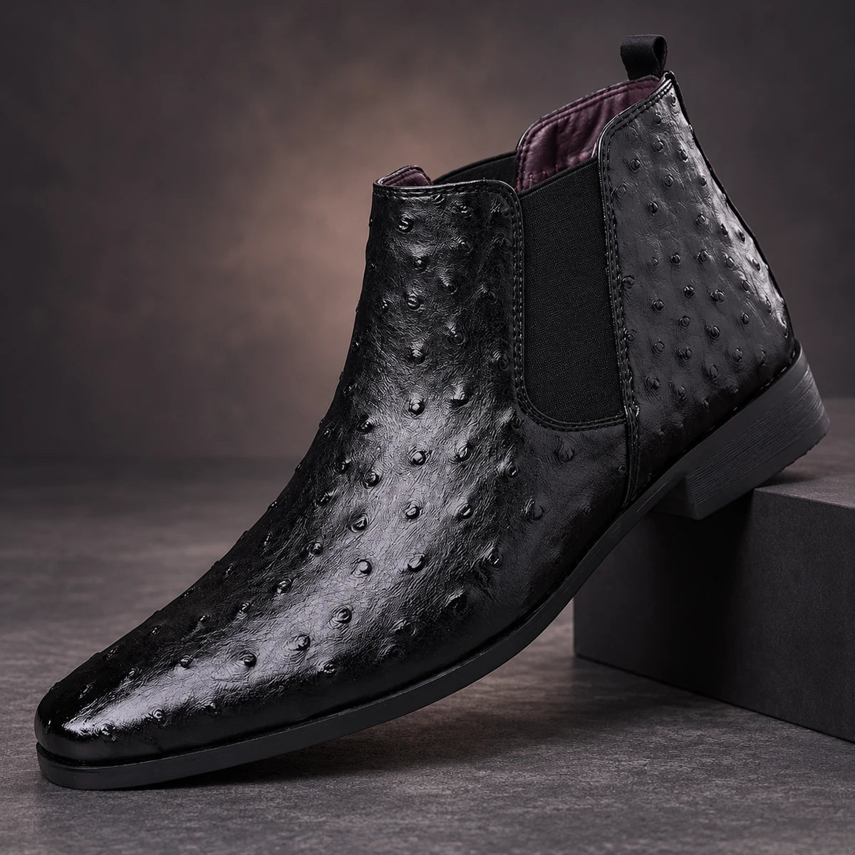 Leather Boots | Sigurd Black diagonal pedestal