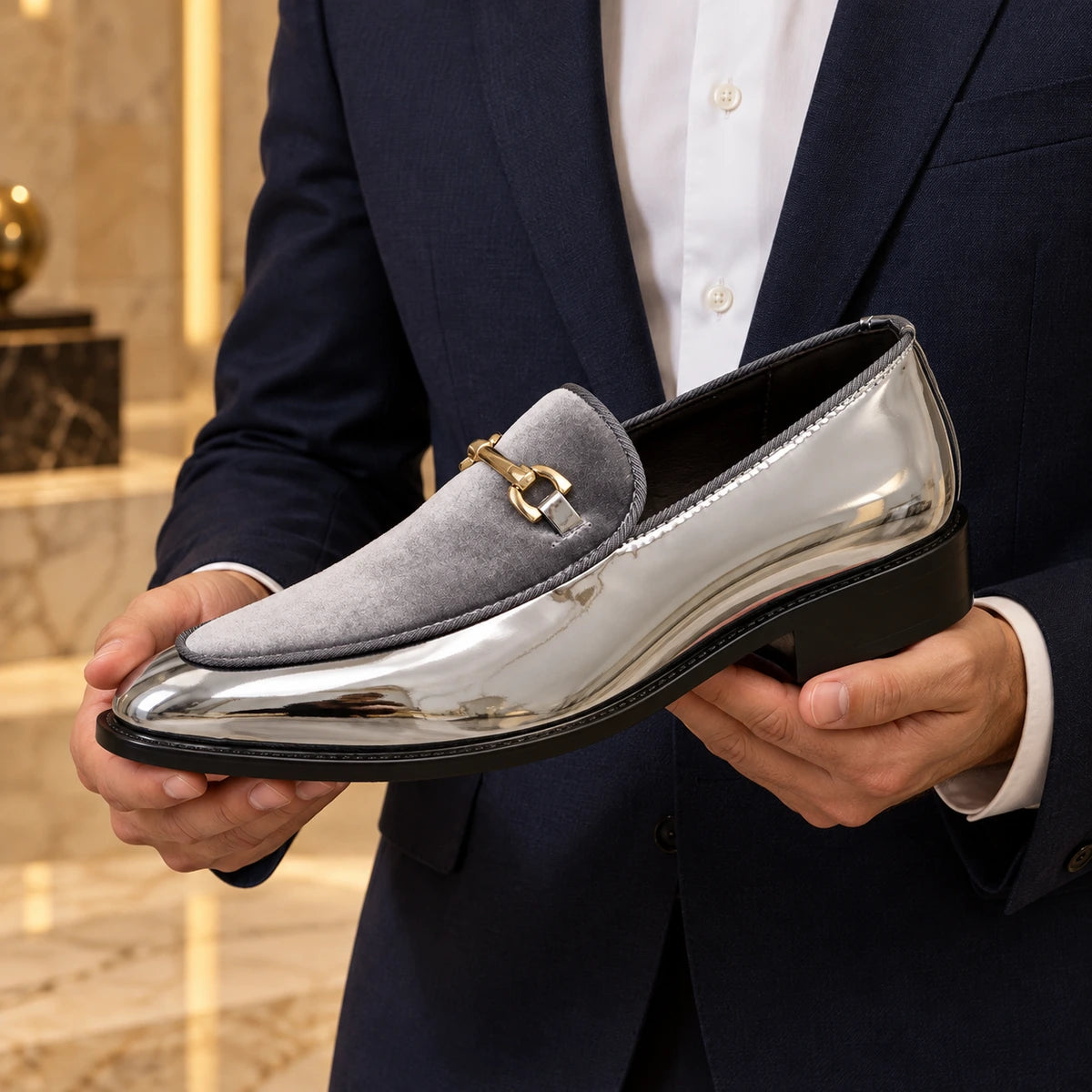 Hugh Loafers Silver handheld