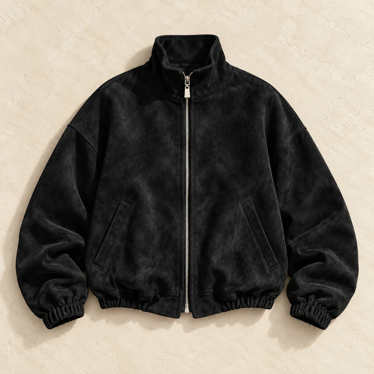 Suede-Effect Jacket | Adeline in Black overhead flat lay