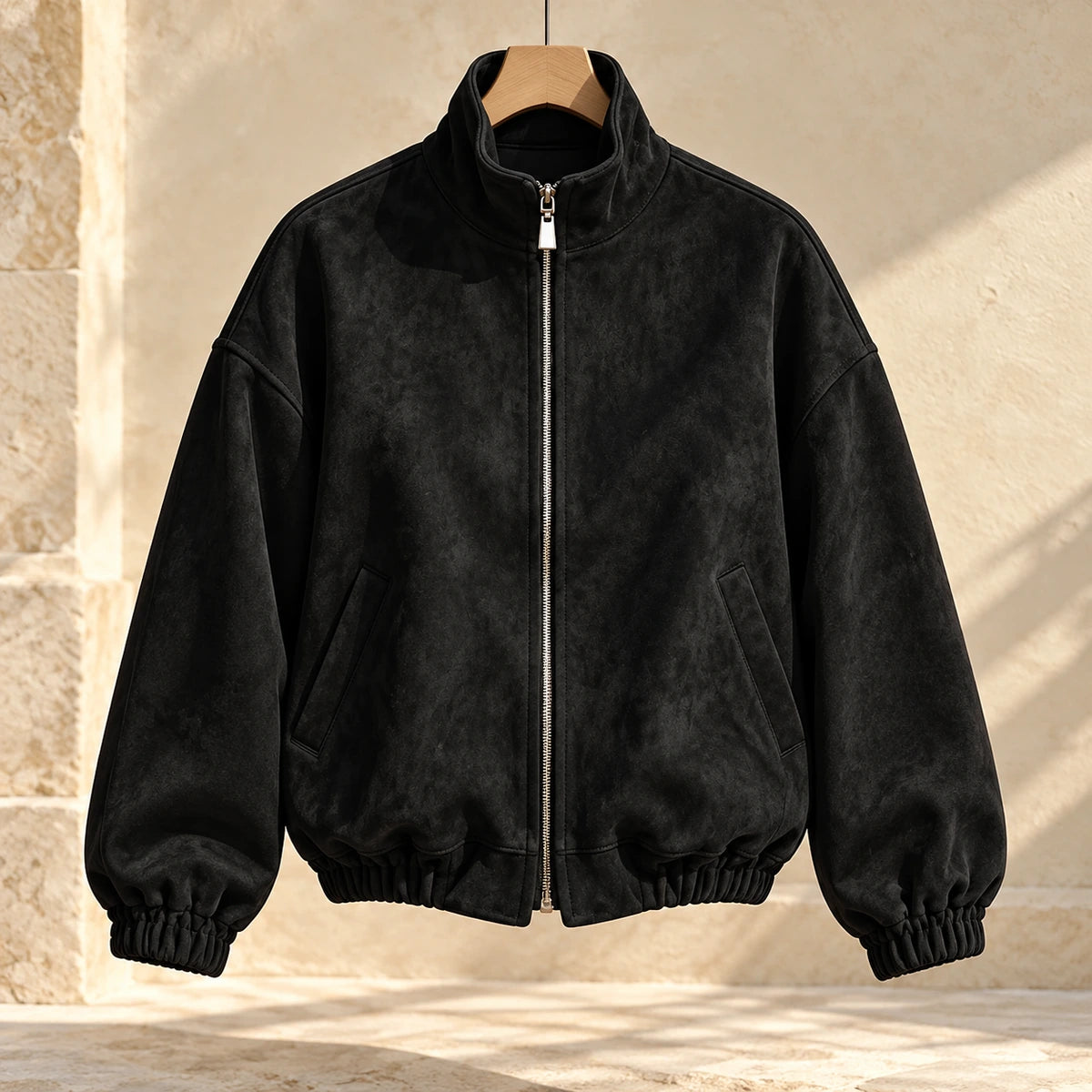 Suede-Effect Jacket | Adeline in Black front garment view