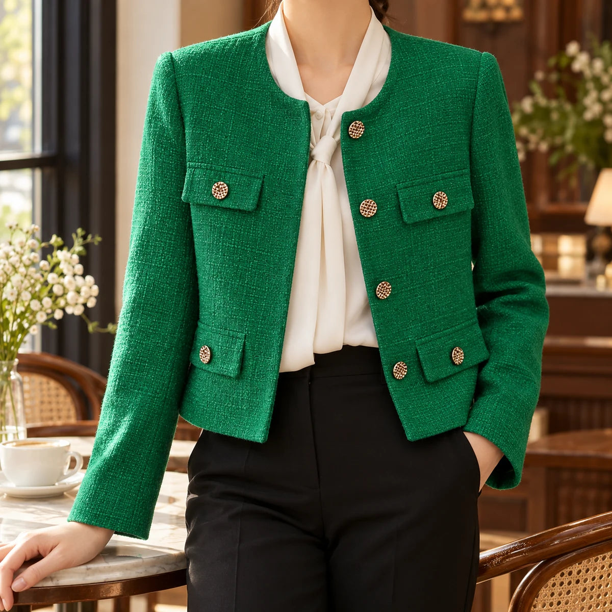 Juliette Blazer Green lifestyle view
