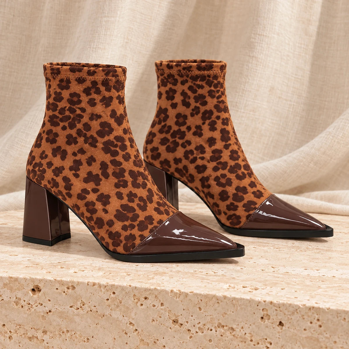 Valentina Boots Leopard matching right facing pair