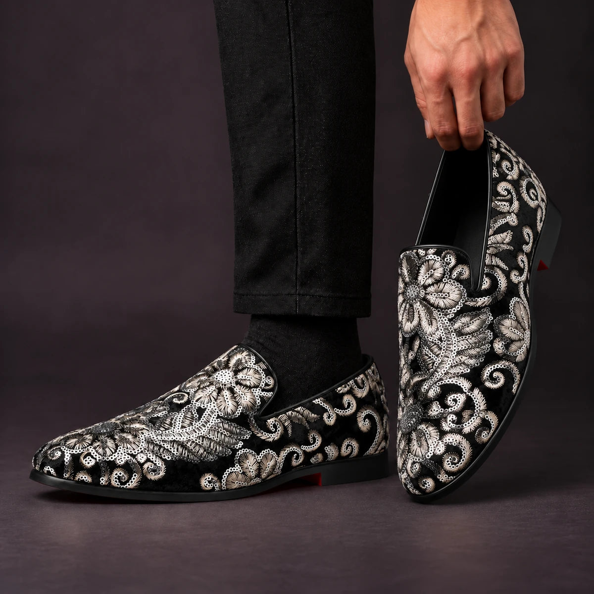 Leather Loafers | Walden Black model handheld, matching left and right pair