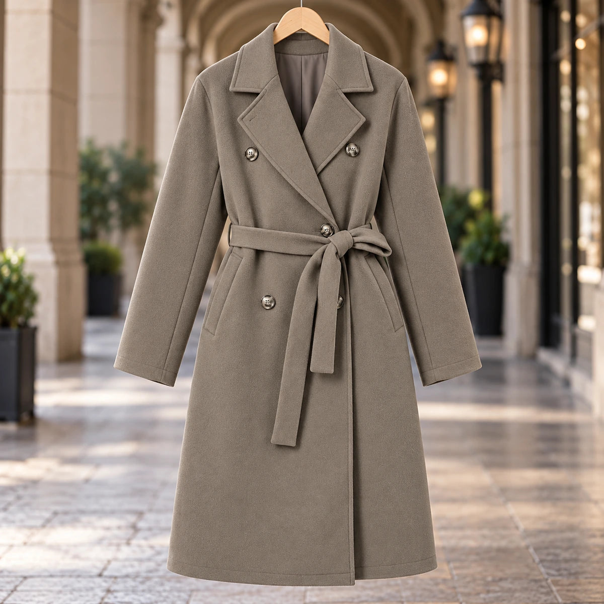 Genuine Wool Coat | Alessia in Gray front garment view