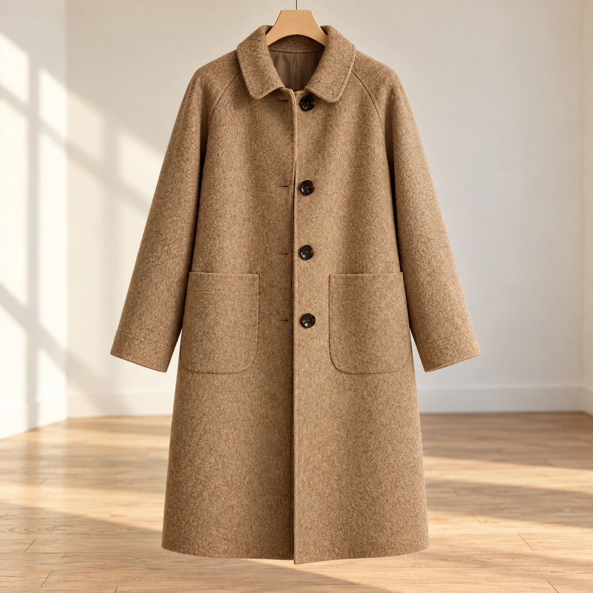 Genuine Wool Coat | Celina in Brown front garment view